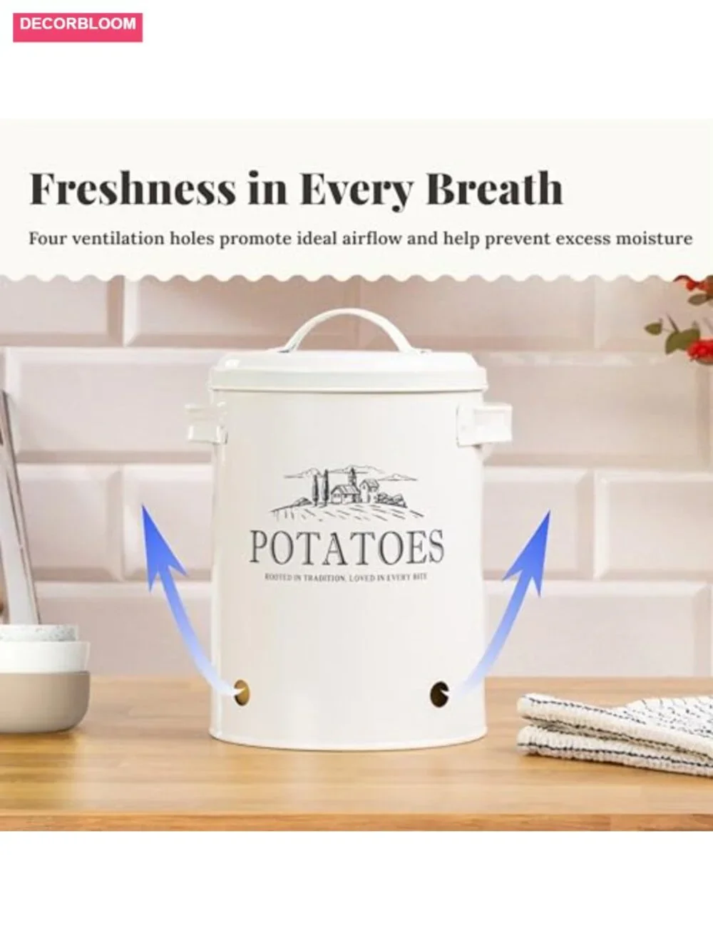 3-Piece Potato Onion Garlic Storage Bin Set with Lids for Kitchen Counter